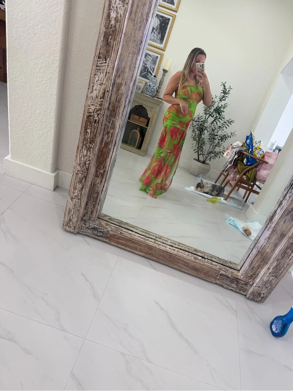 Green & Pink Floral Maxi Dress - Lightweight Summer Style - Picture 3 of 8